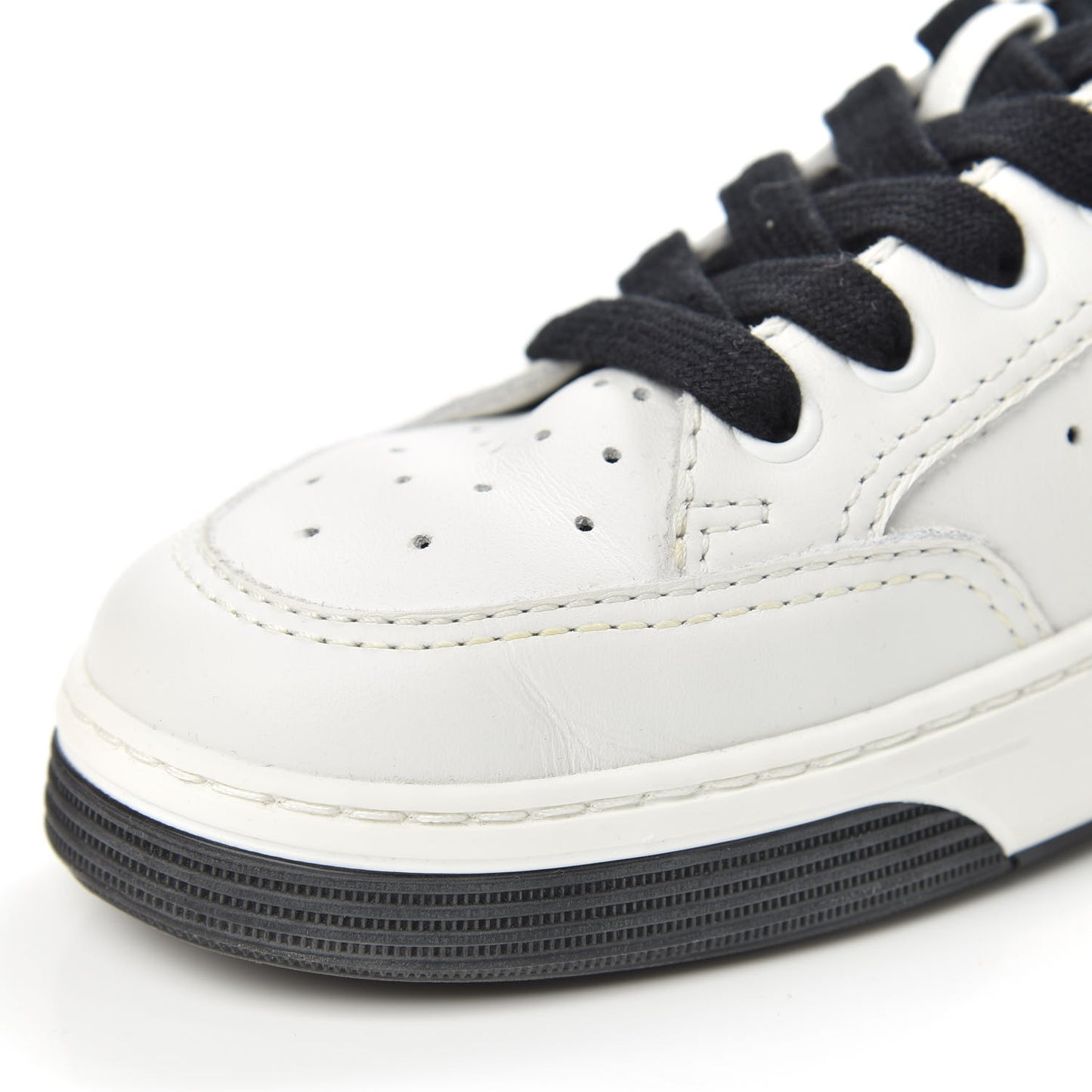 Calfskin Womens Logo Sneakers 36 Black White
