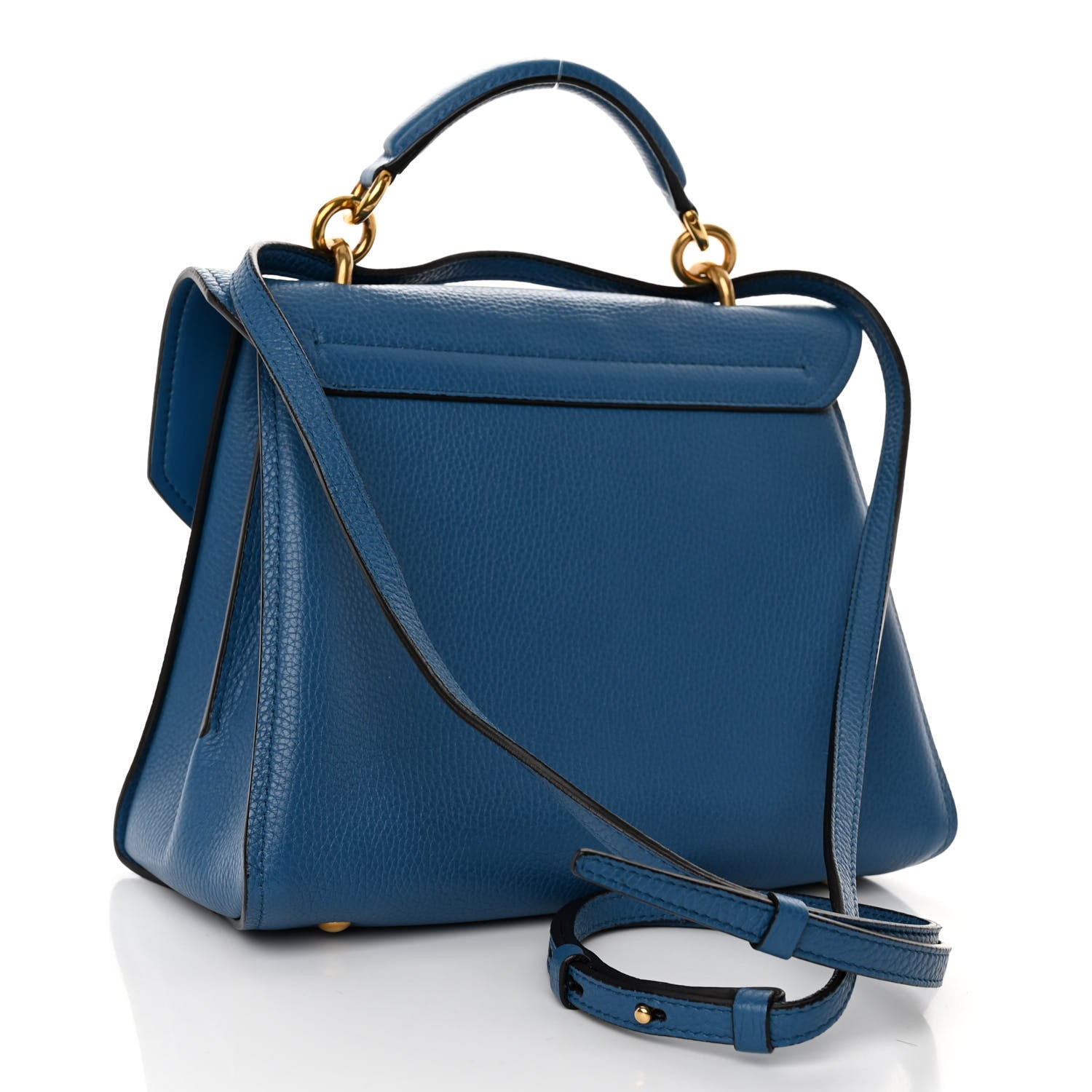 Salvatore Ferragamo Calfskin Small Margot Top Handle Satchel Azure 3 of 9