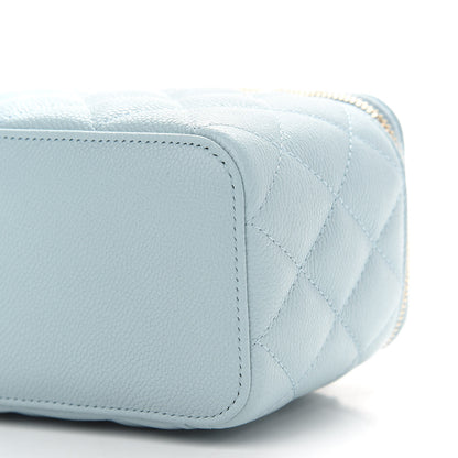 Chanel Caviar Quilted Small Tiny CC Vanity Case With Chain Light Blue 10 of 10