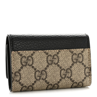 Gucci Dollar Calfskin GG Supreme Monogram GG Marmont 6 Key Holder Case Black Beige Ebony 3 of 9