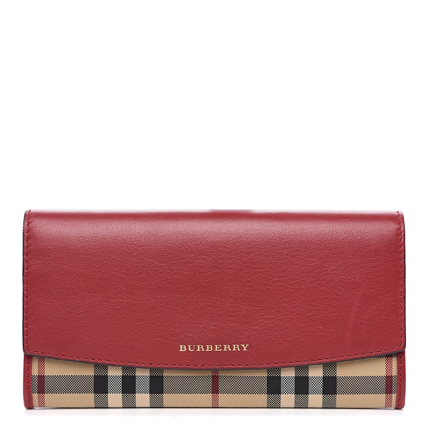 Calfskin House Check Continental Wallet Red