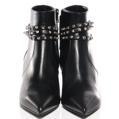 Saint Laurent Calfskin Cat Boot 50 Studded Strap Booties 36 Black 2 of 9