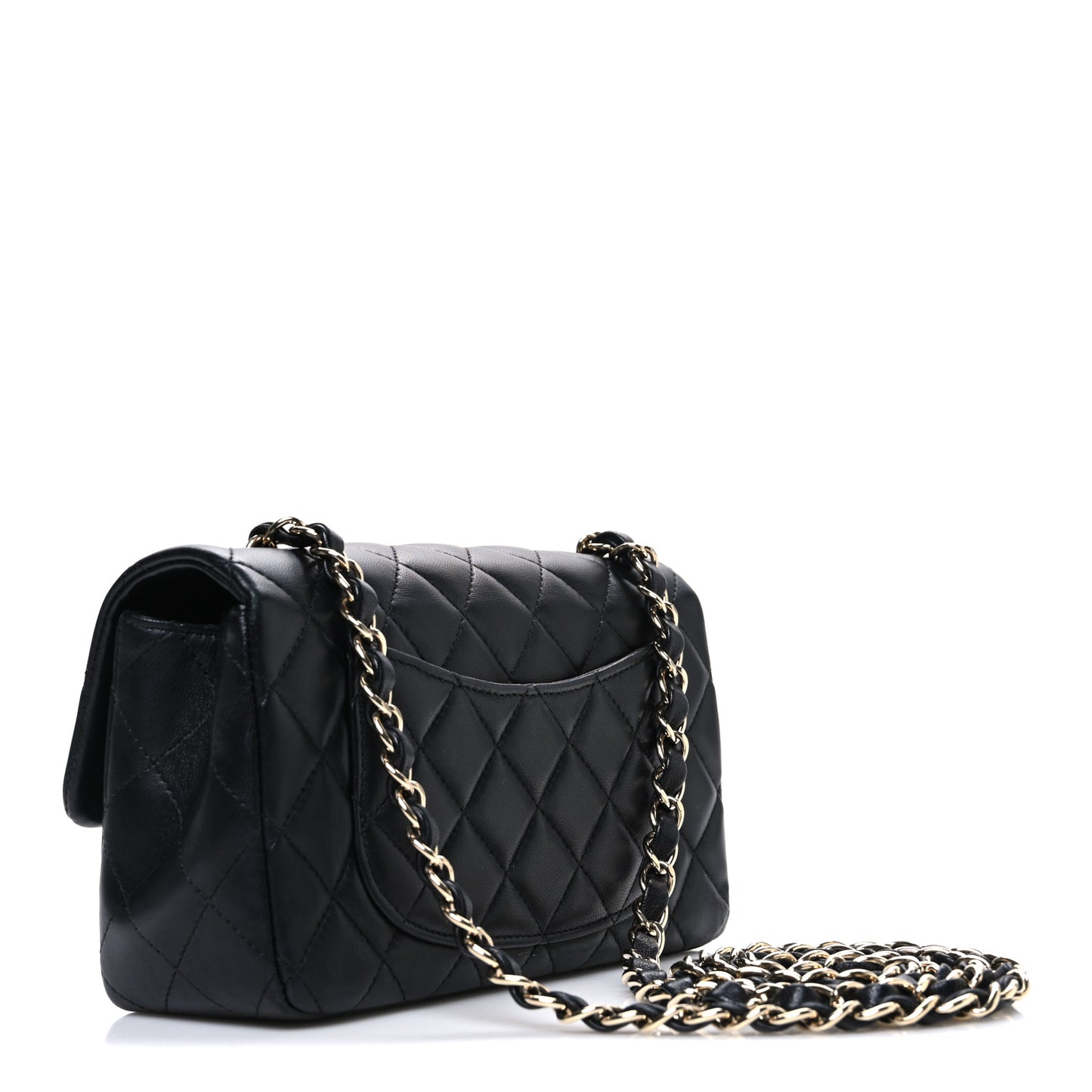 Lambskin Quilted Mini Rectangular Flap Black