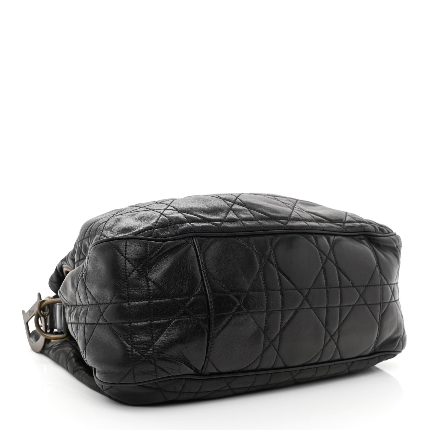 Christian Dior Lambskin Cannage Drawstring Bag Black 3 of 10