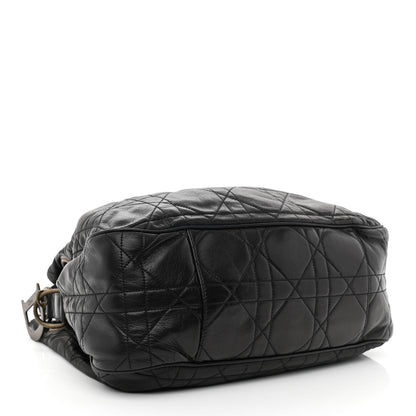 Christian Dior Lambskin Cannage Drawstring Bag Black 3 of 10