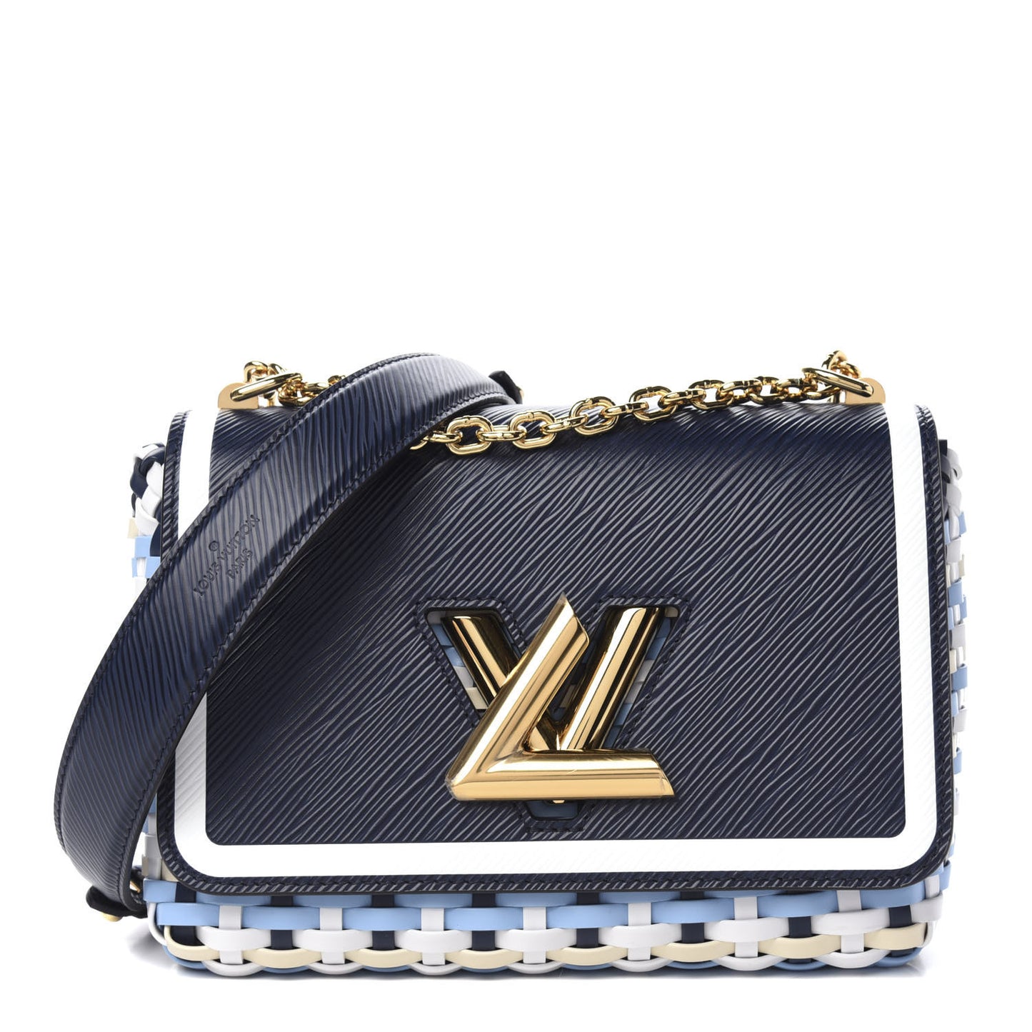 Epi Guinguette Twist Shoulder Bag MM Indigo Blue