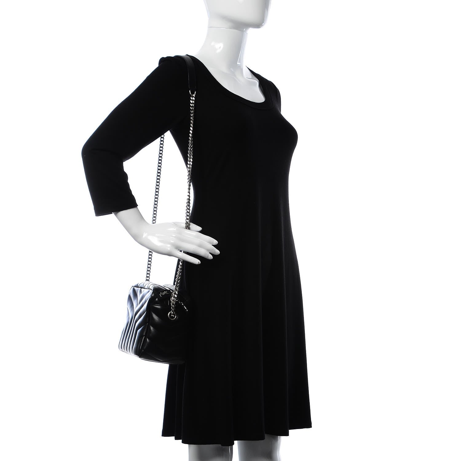Saint Laurent Calfskin Y Quilted Monogram Small Loulou Bowling Bag Black 2 of 6
