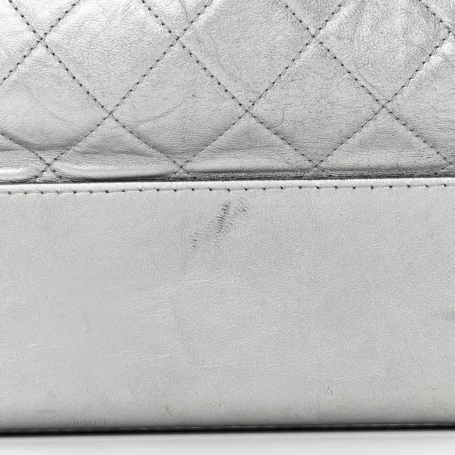 Metallic Aged Calfskin Quilted Large Gabrielle Hobo Silver