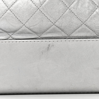 Chanel Metallic Aged Calfskin Quilted Large Gabrielle Hobo Silver 12 of 17