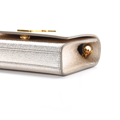 Saint Laurent Metallic Calfskin Small Classic Monogram Kate Satchel Pale Gold 10 of 10