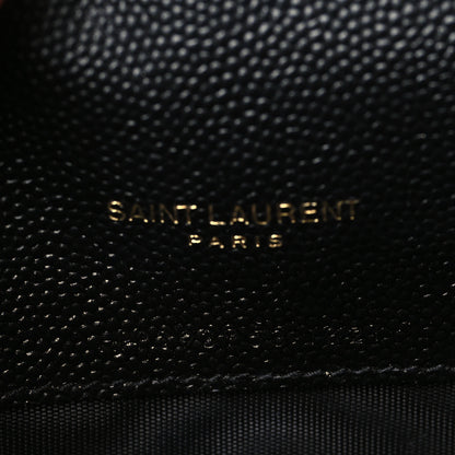 Saint Laurent Grain De Poudre Matelasse Chevron Monogram Envelope Chain Wallet Black 6 of 8