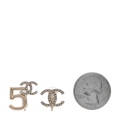 Chanel Crystal CC No 5 Clip On Earrings Gold 2 of 4