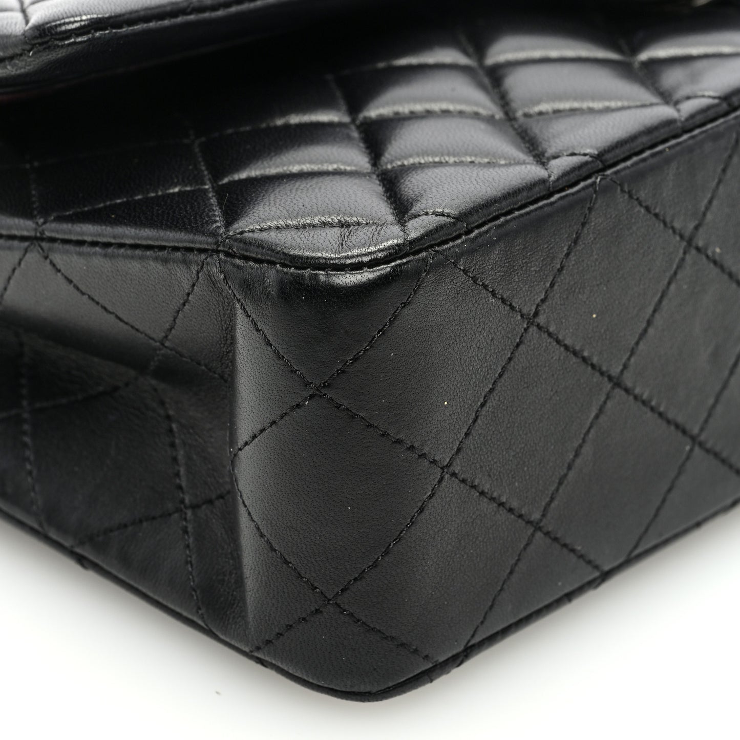 Lambskin Quilted Medium Double Flap Black