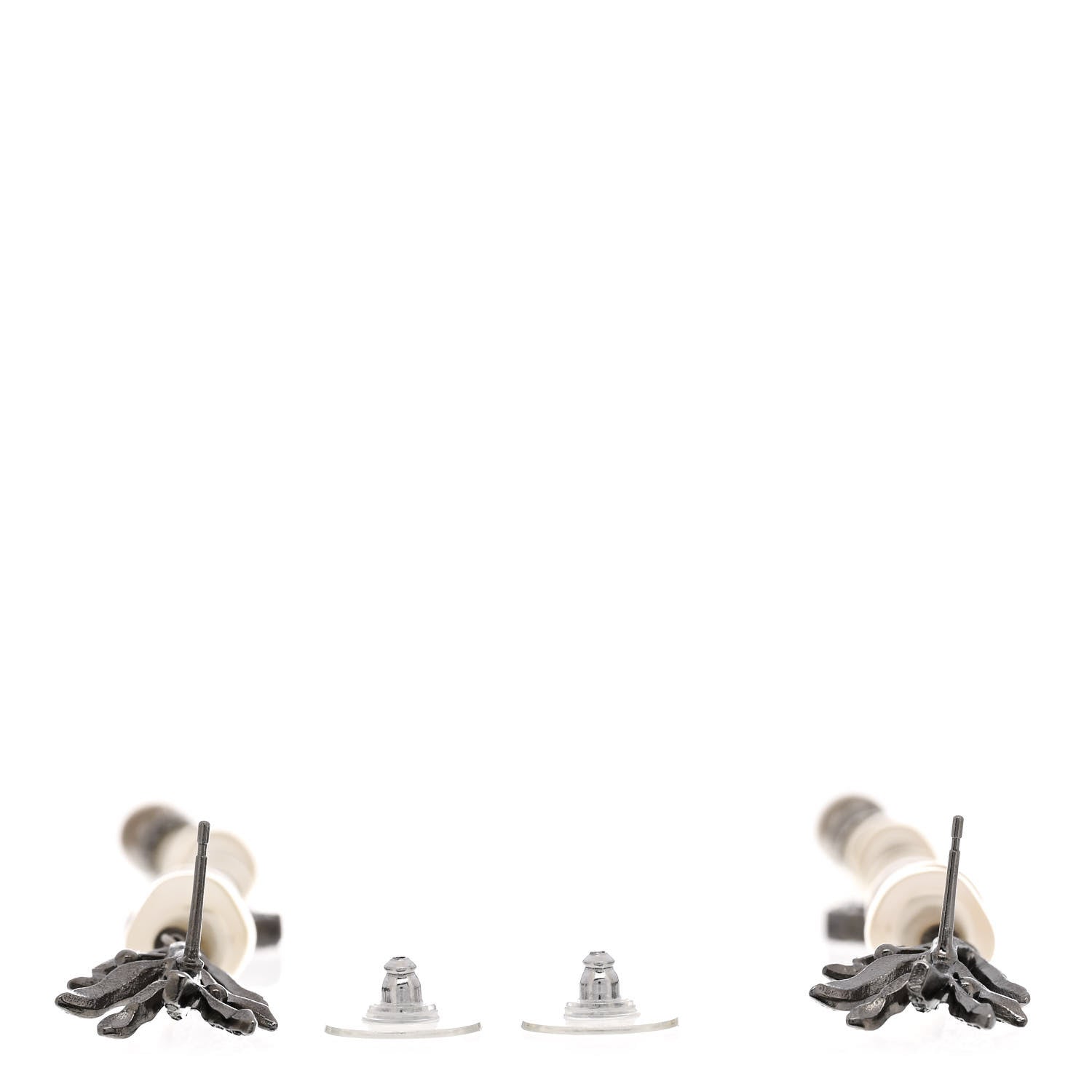 Chanel Pearl Crystal CC Long Drop Earrings Silver 3 of 4