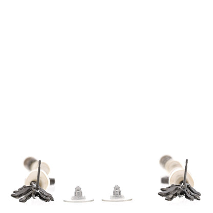 Chanel Pearl Crystal CC Long Drop Earrings Silver 3 of 4