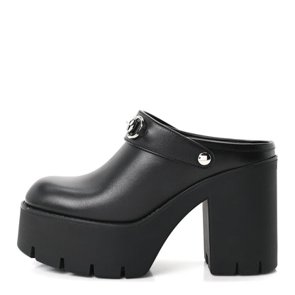 Gucci Real Betis Glamour Calfskin Horsebit Platform Mules 37 Black 1 of 10