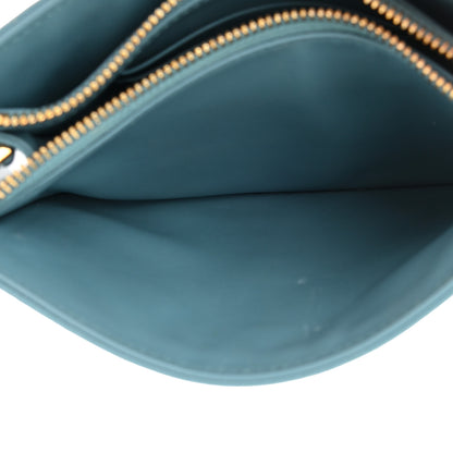 Christian Dior Calfskin Cannage Caro Zipped Pouch With Chain Cloud Blue 5 of 14