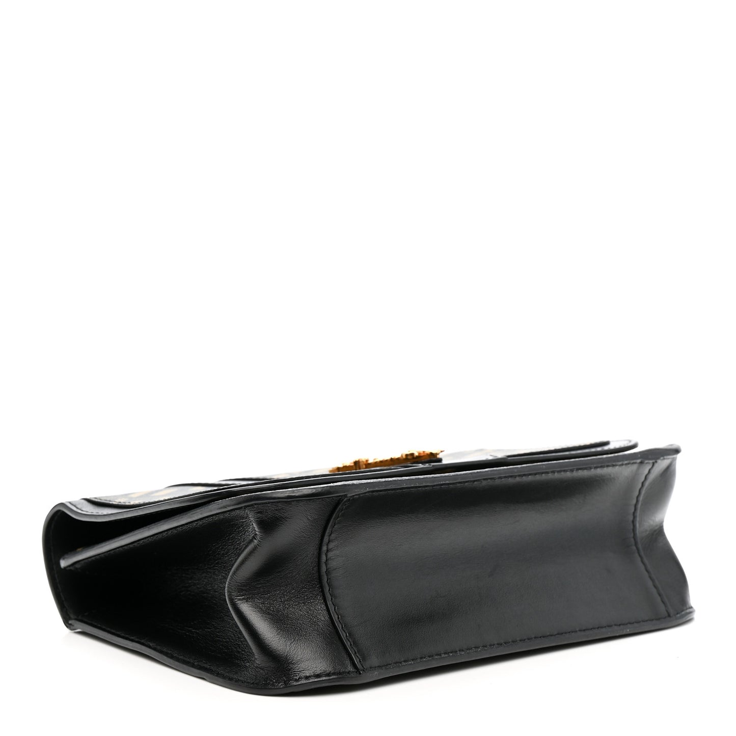 Coated Canvas La Greca Signature Print Virtus Top Handle Shoulder Bag Black Khaki