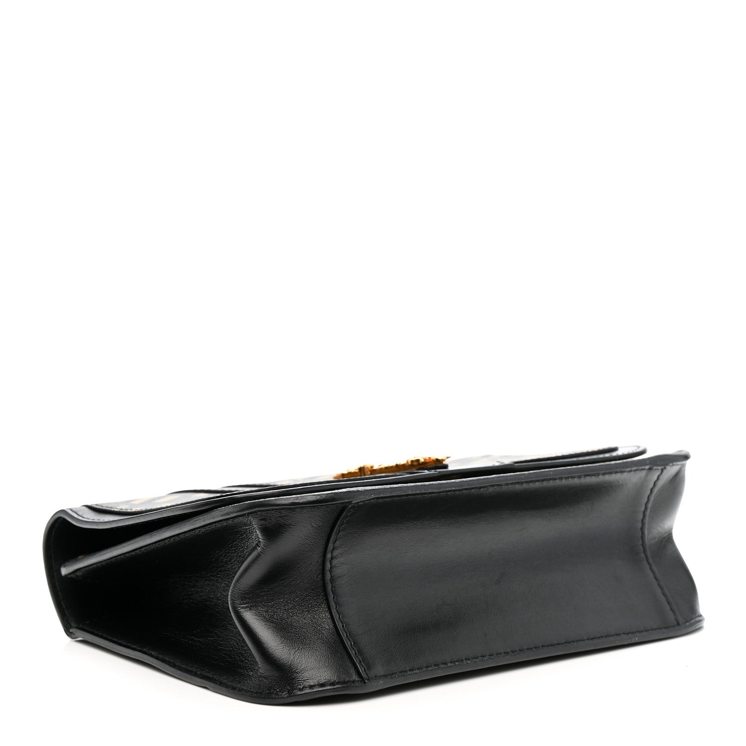 Versace Coated Canvas La Greca Signature Print Virtus Top Handle Shoulder Bag Black Khaki 4 of 12