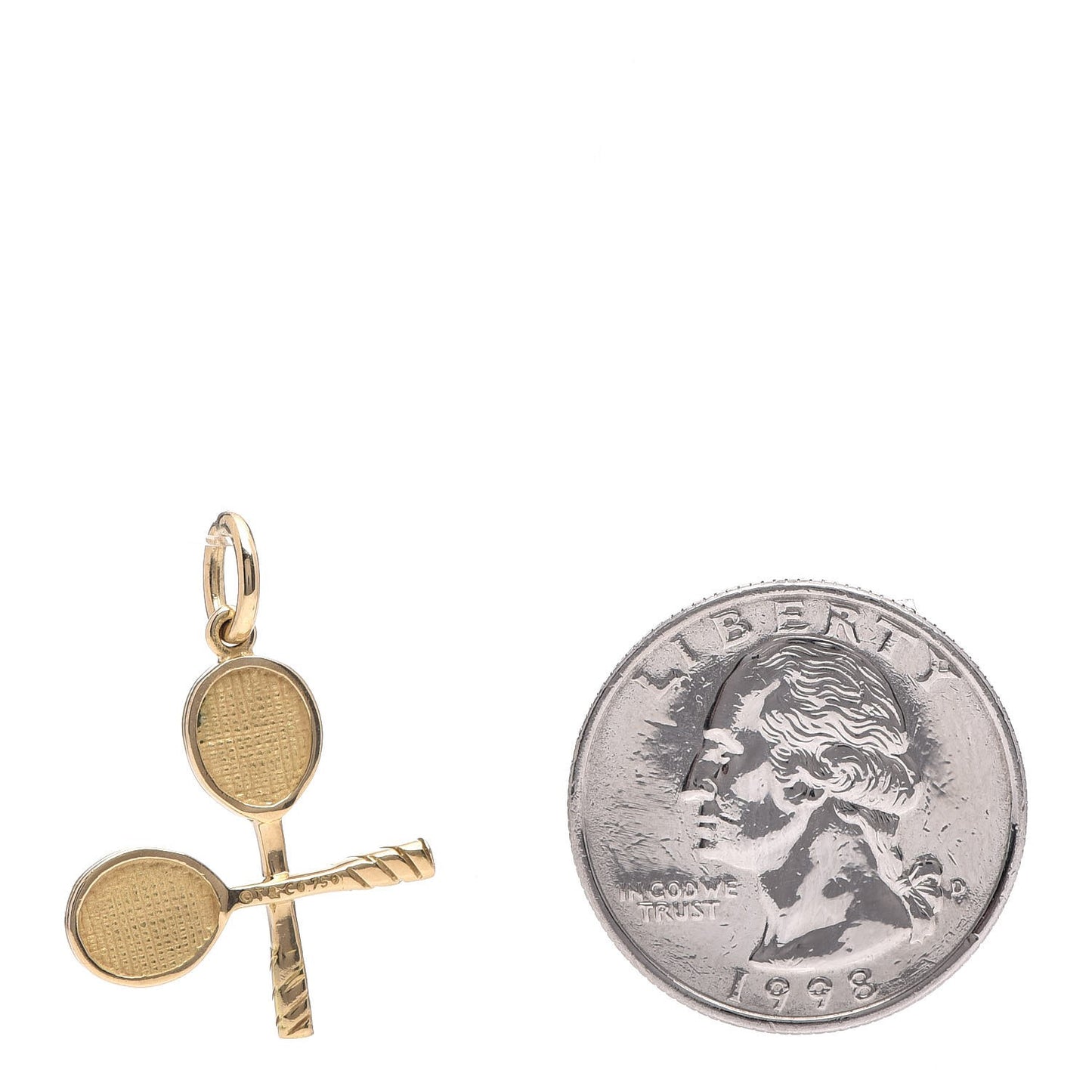 18K Yellow Gold Diamond Tennis Raquet Charm