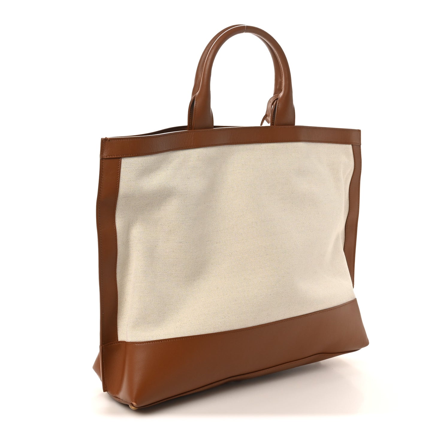 Calfskin Linen Two Tone Cabas Tote Beige