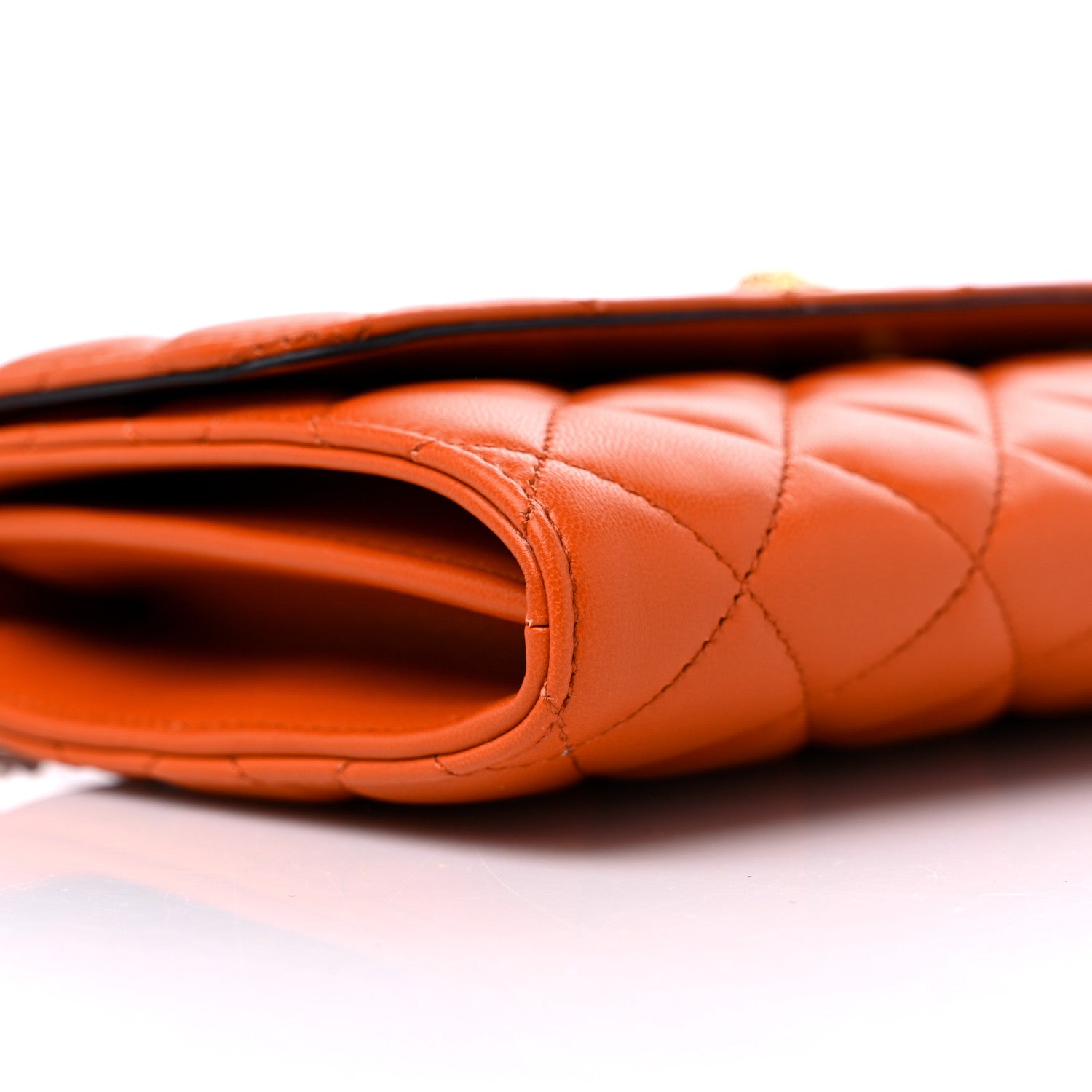 Versace Lambskin Quilted Medusa Wallet On Chain Crossbody Dark Orange 7 of 9
