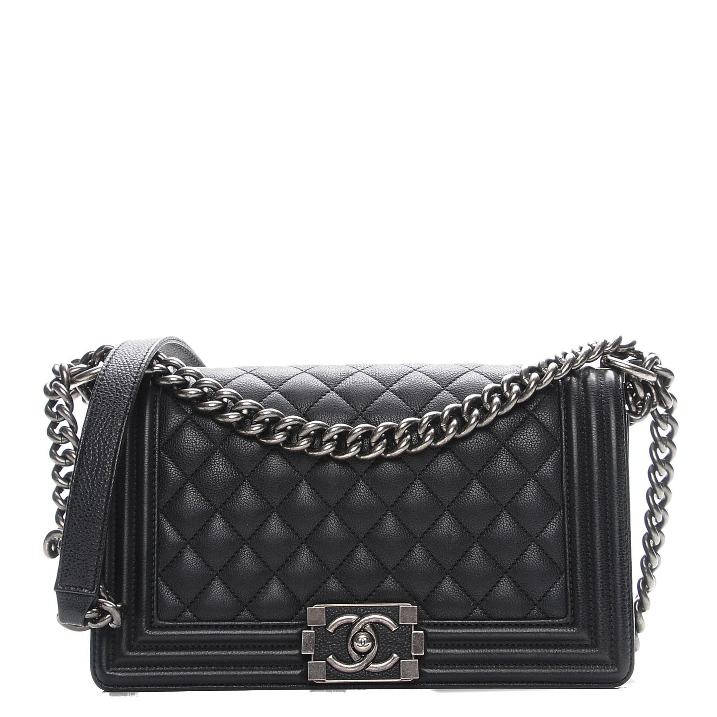 Calfskin Quilted Medium Boy Flap Black