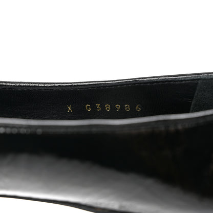 Chanel Lambskin Patent Calfskin Cap Toe Ankle Chain Ballerina Flats 37 Black 6 of 9