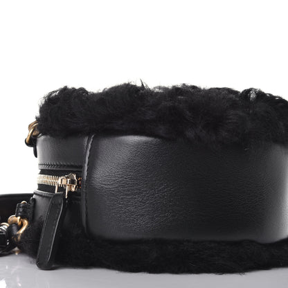 Chanel Shearling Sheepskin Chanel 19 Round Clutch With Chain Black 7 of 9