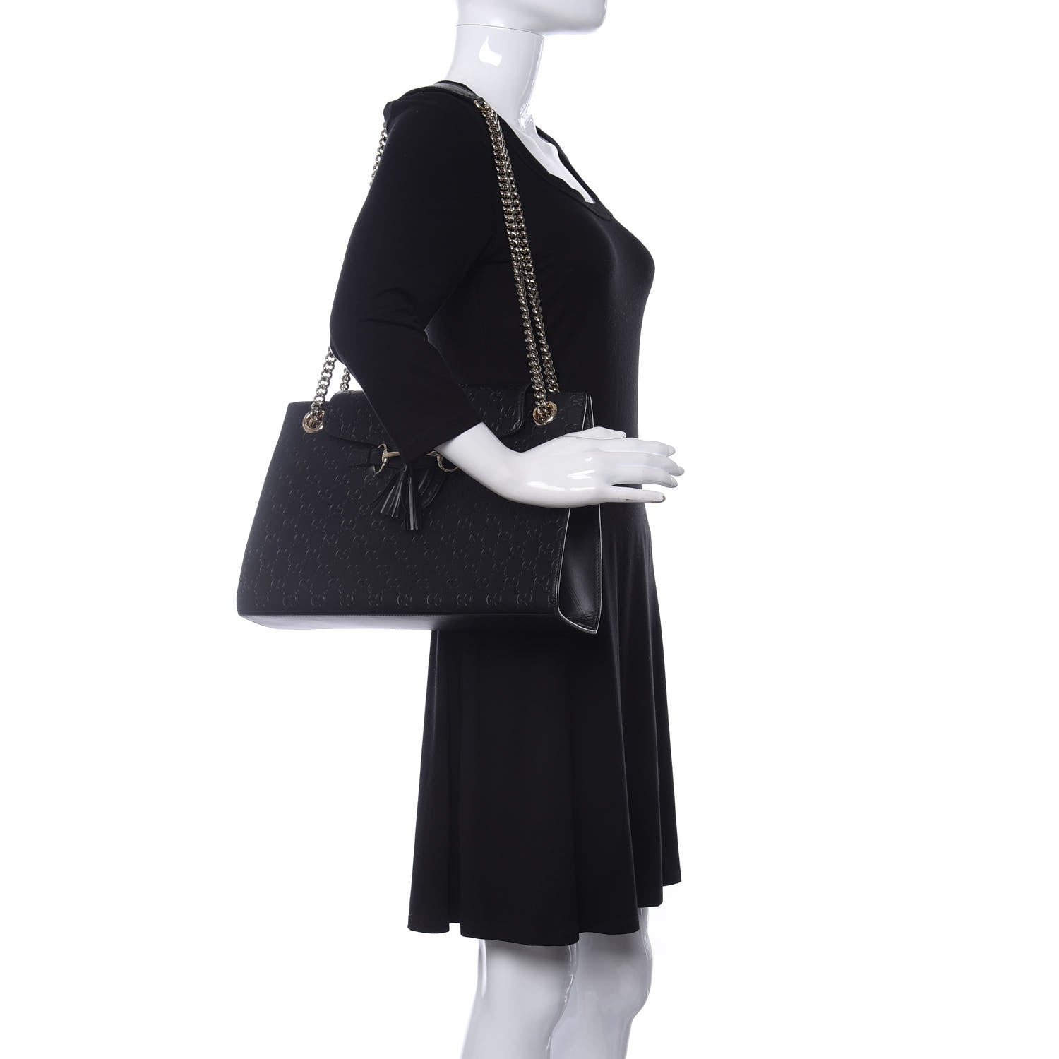 Gucci Guccissima Large Emily Chain Shoulder Bag Black 2 of 17