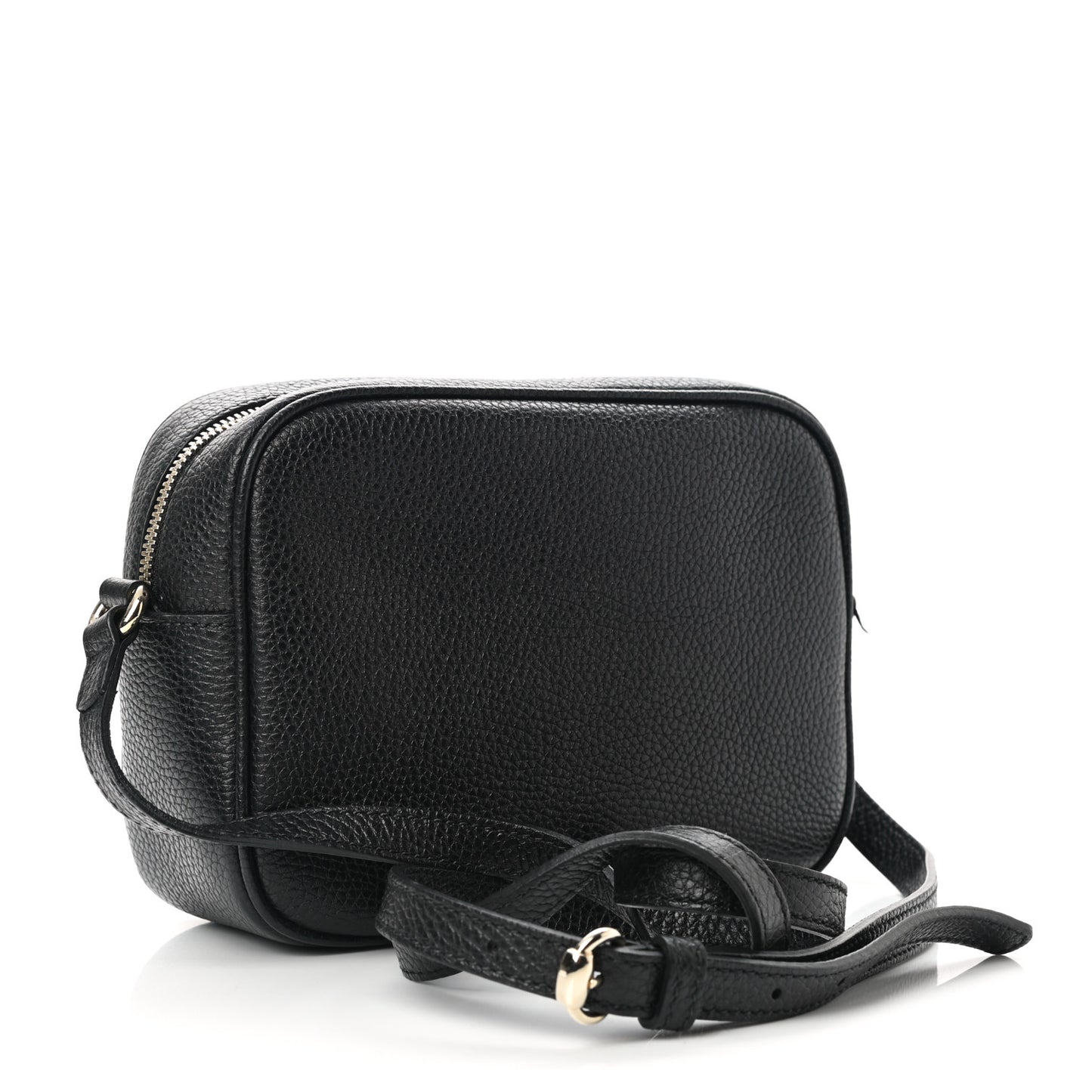 Pebbled Calfskin Small Soho Disco Bag Black
