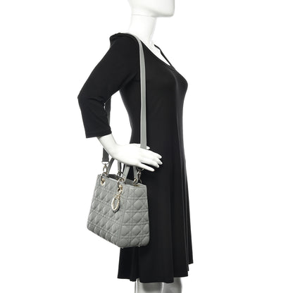Christian Dior Lambskin Cannage Medium Lady Dior Grey 2 of 14