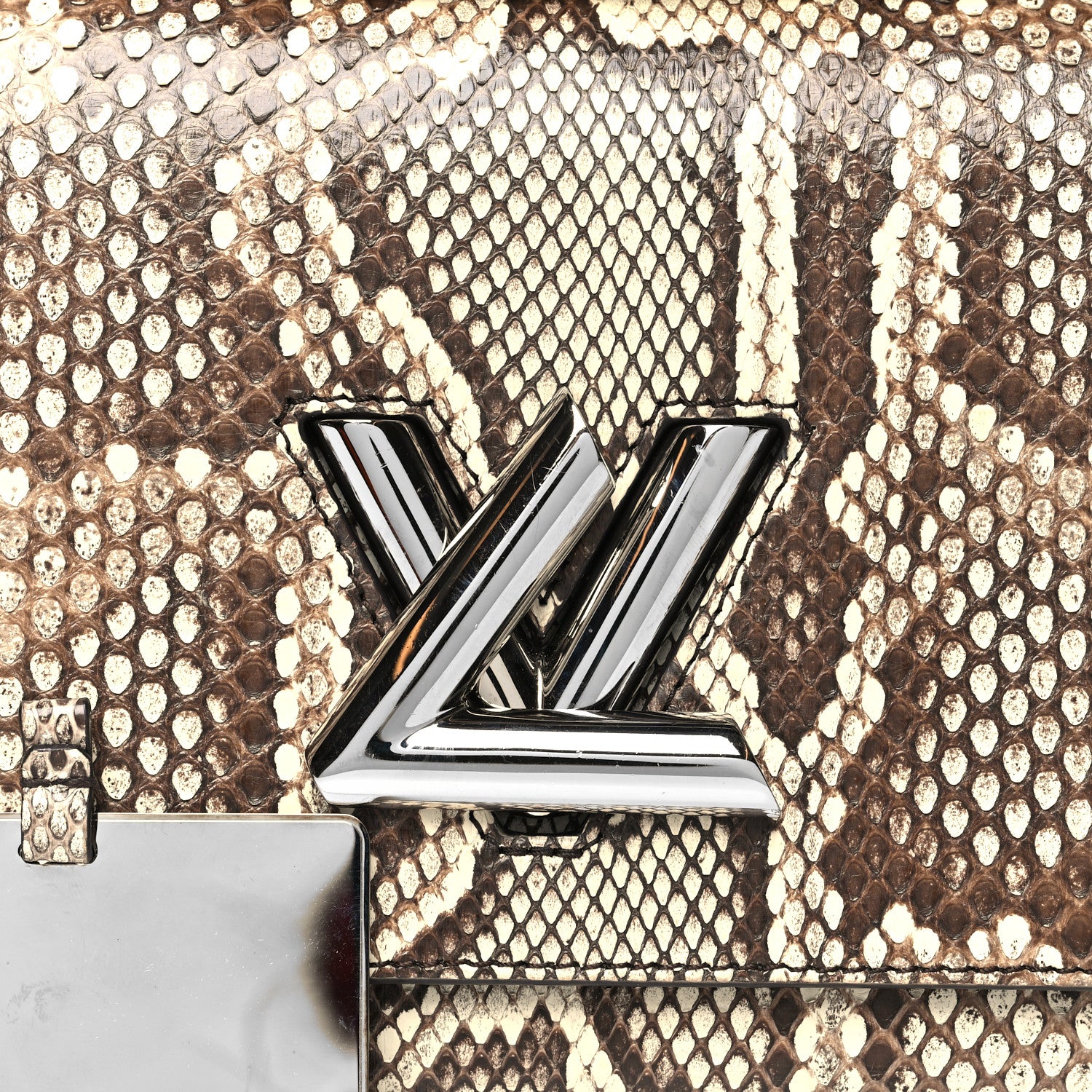 Louis Vuitton Snakeskin Twist Shoulder Bag MM Brown 7 of 9