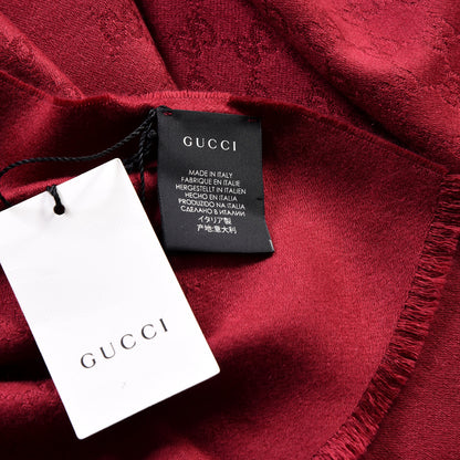 Gucci Cashmere GG Monogram Gem Lux Scarf Bordeaux 4 of 5