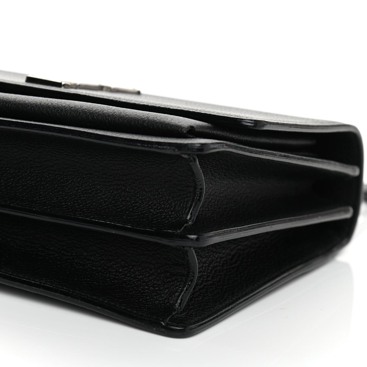 Grained Calfskin Medium Monogram Sunset Satchel Black
