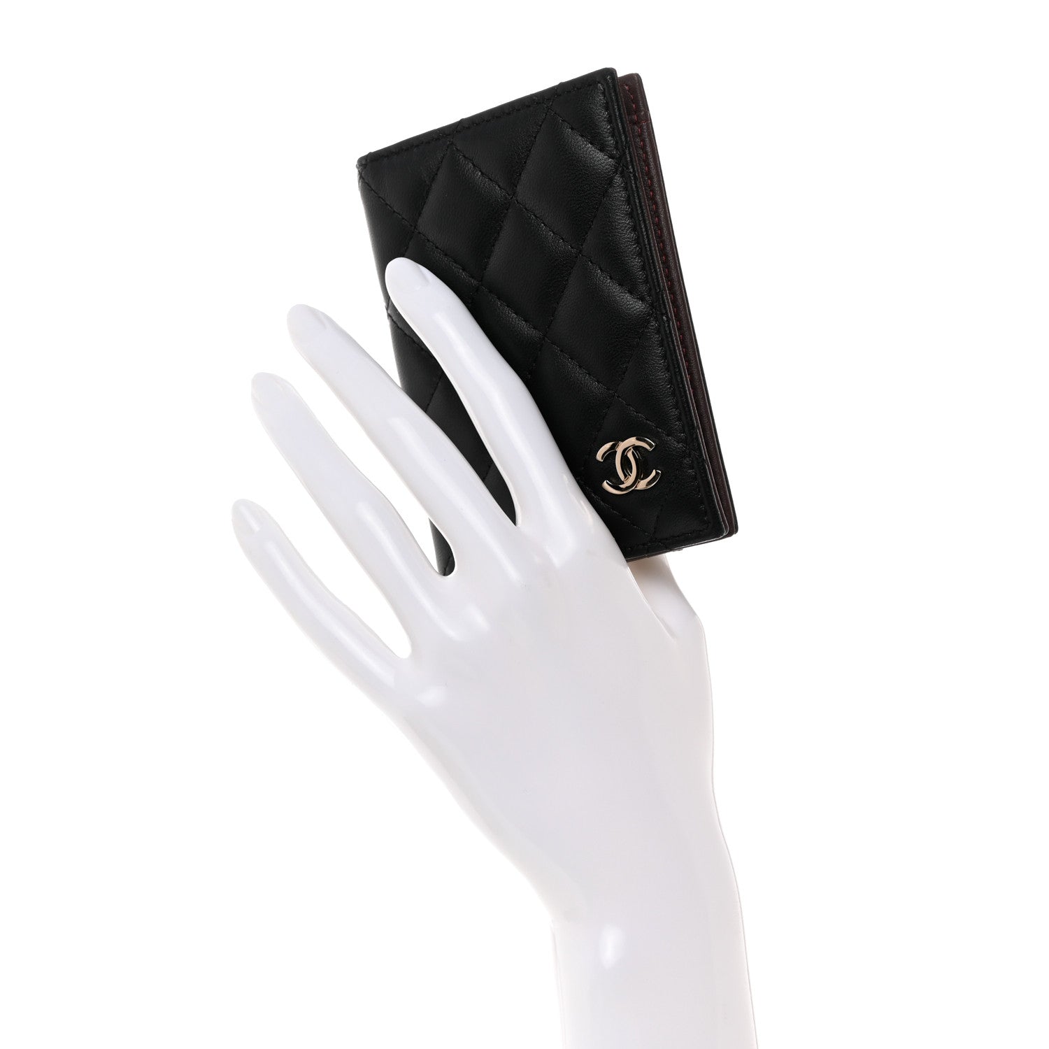 Chanel Lambskin Quilted Card Holder Wallet Black 2 of 8