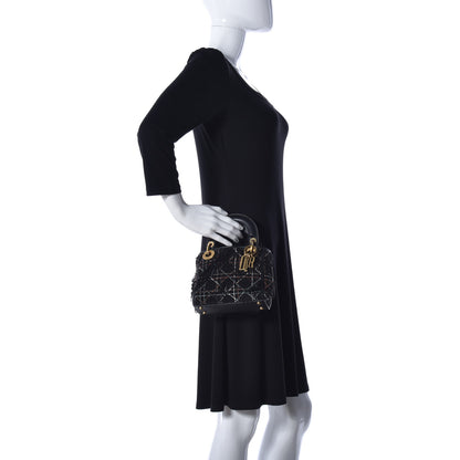 Christian Dior Lambskin Beaded Fringe Mini Lady Dior Black Multicolor 3 of 10