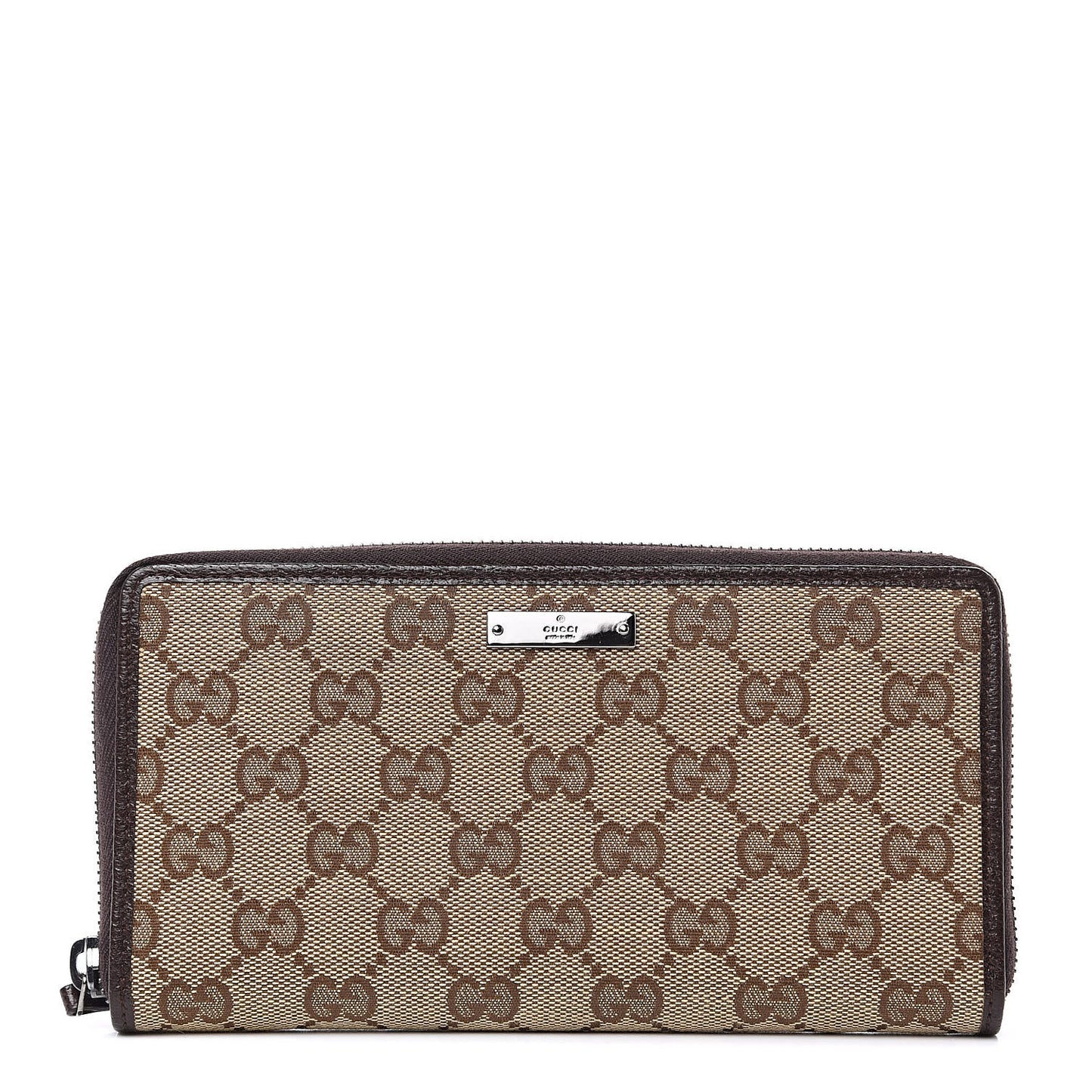 Monogram Metal Bar Zip Around Wallet Dark Brown