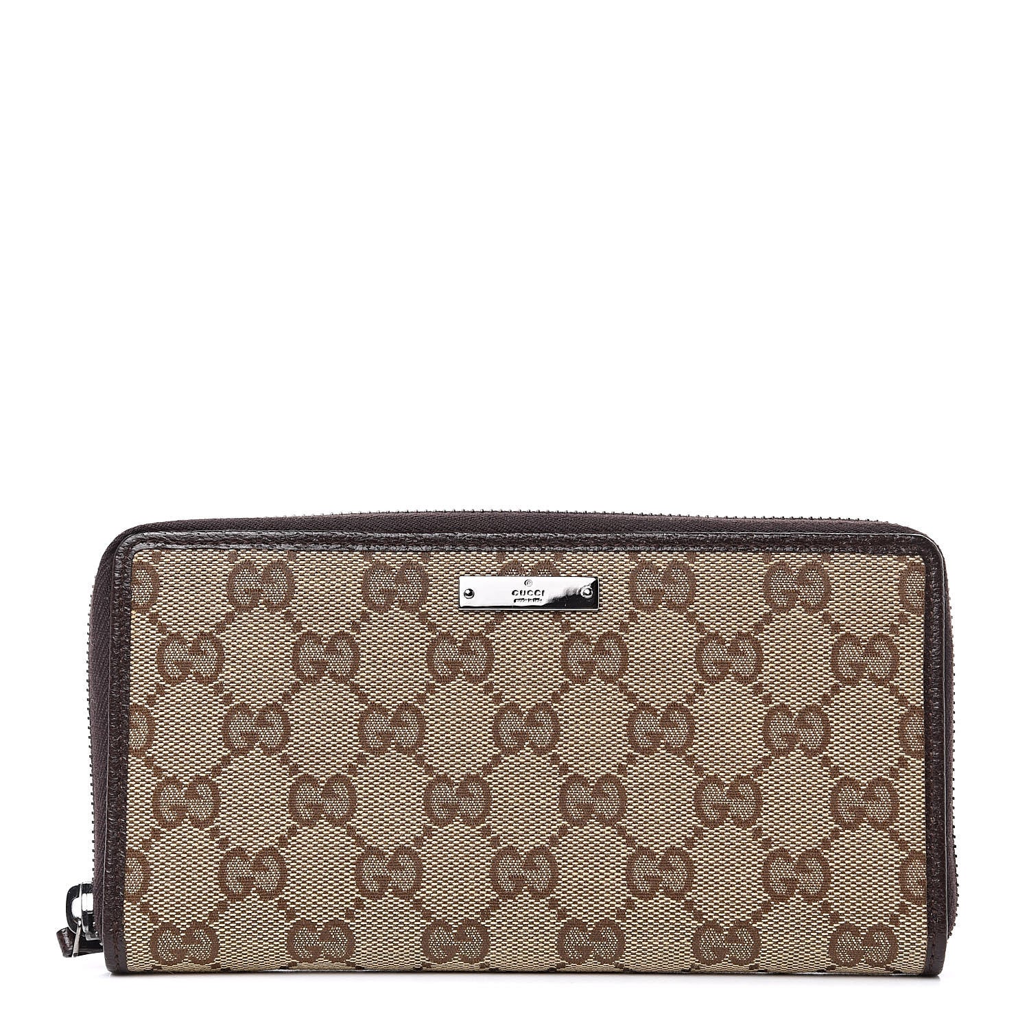 Gucci Monogram Metal Bar Zip Around Wallet Dark Brown 1 of 8