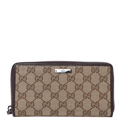 Gucci Monogram Metal Bar Zip Around Wallet Dark Brown 1 of 8