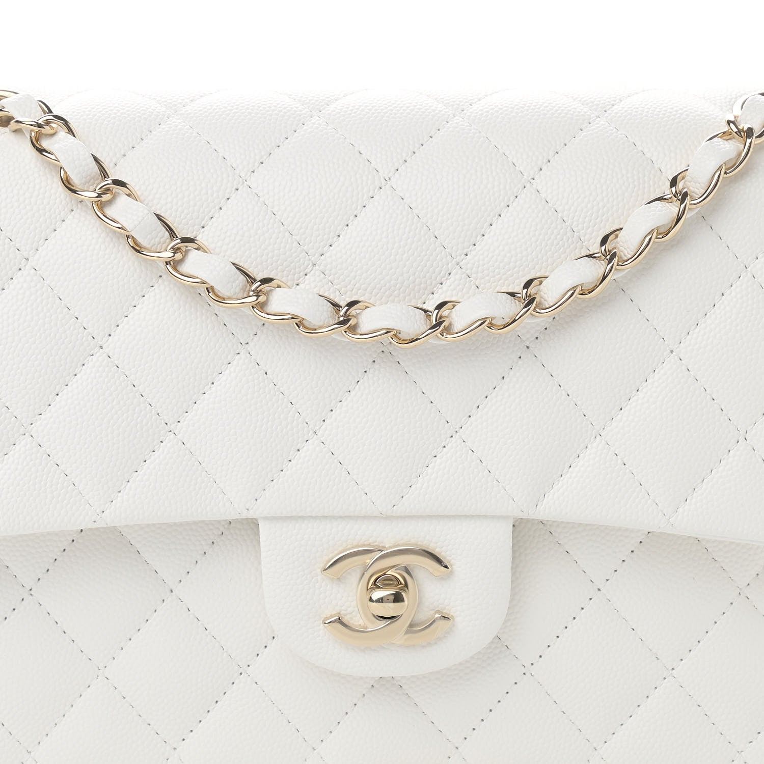 Chanel Caviar Quilted Medium Double Flap White 8 of 11