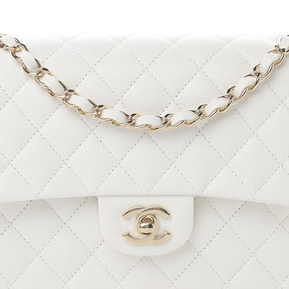 Chanel Caviar Quilted Medium Double Flap White 8 of 11