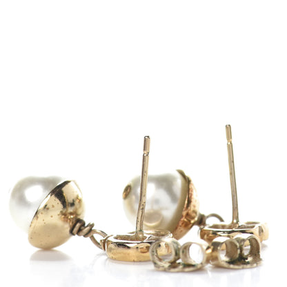 Christian Dior Pearl CD Drop Earrings Gold 3 of 3
