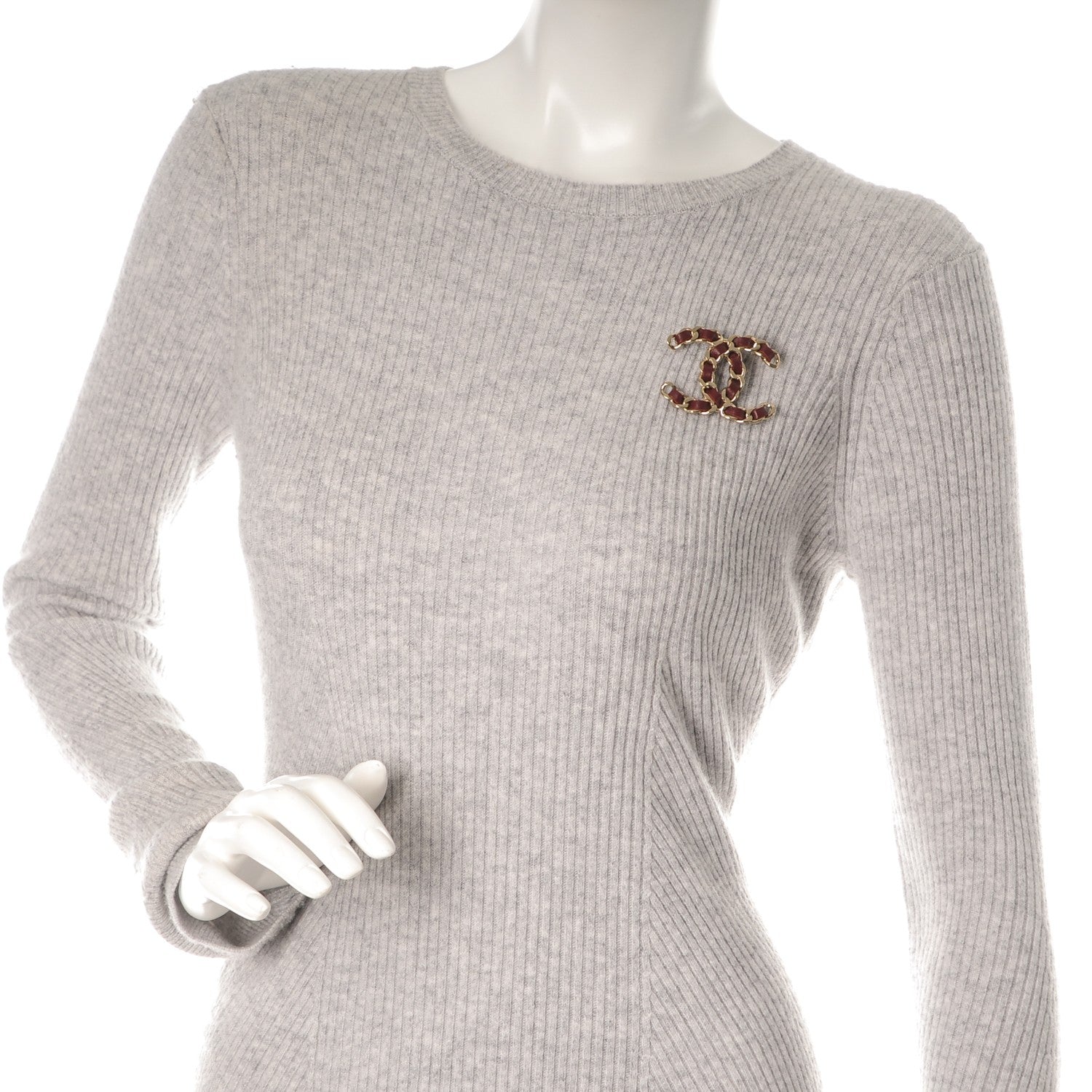 Chanel Lambskin Chain CC Brooch Burgundy Gold 2 of 4