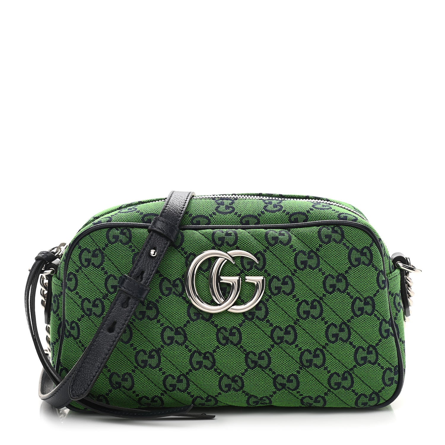 Gucci Monogram Multicolor Matelasse Diagonal Small GG Marmont Chain Shoulder Bag Green Blue 1 of 11
