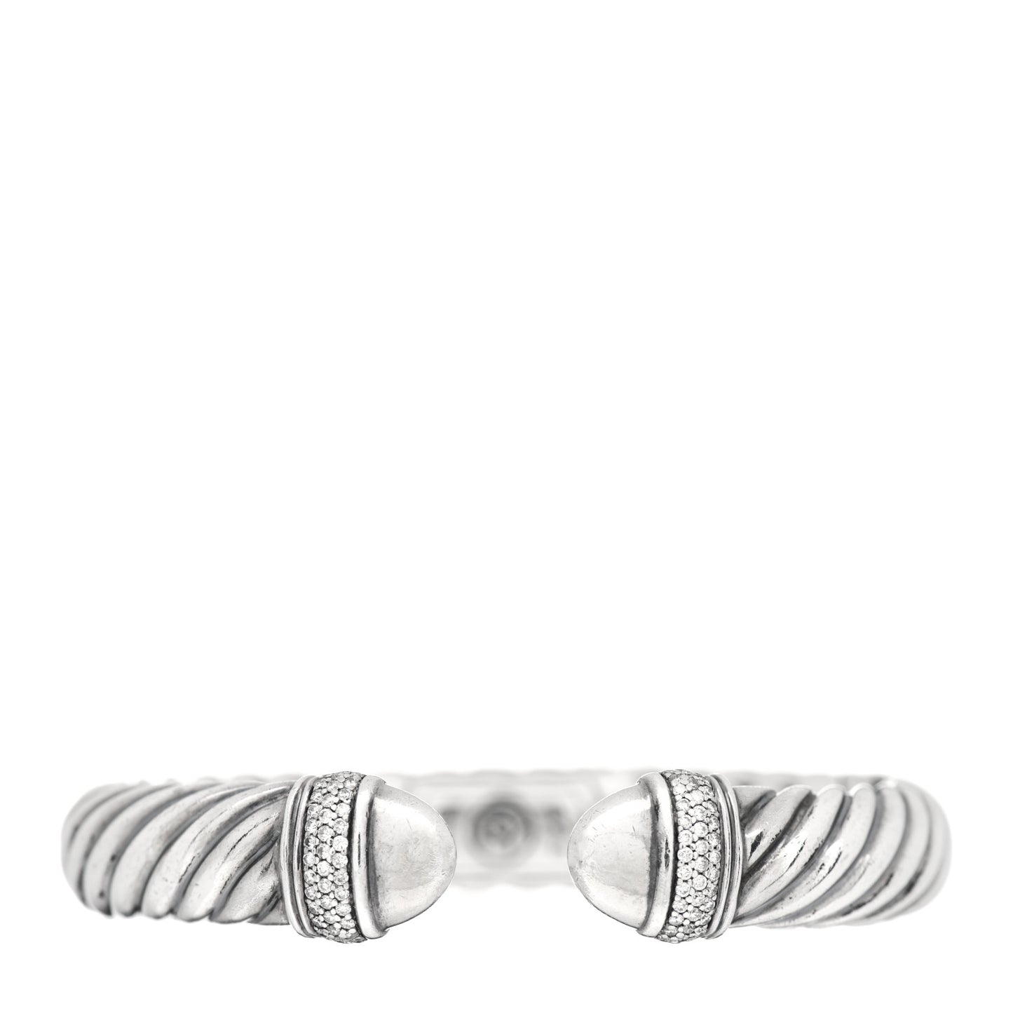 Sterling Silver Diamond 10mm Sculpted Cable Bracelet