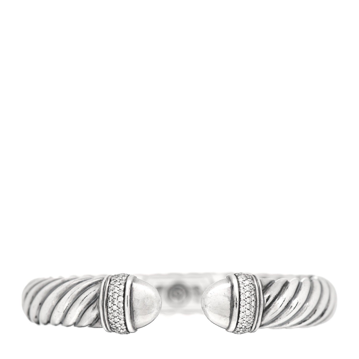 David Yurman Sterling Silver Diamond 10mm Sculpted Cable Bracelet 1 of 4