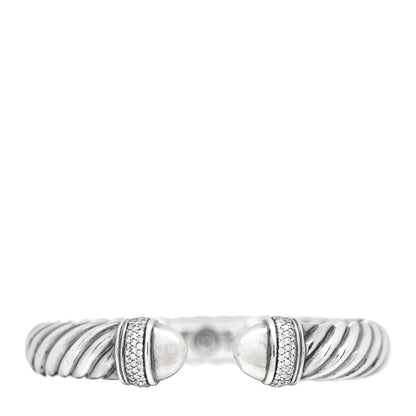 David Yurman Sterling Silver Diamond 10mm Sculpted Cable Bracelet 1 of 4