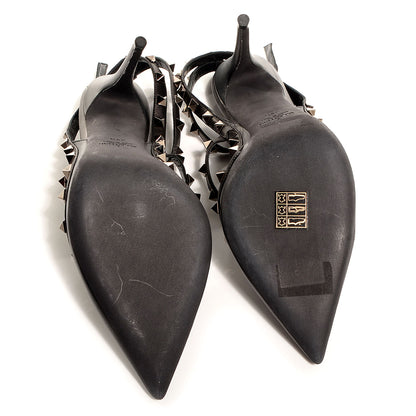 Valentino Garavani Calfskin Nappa Rockstud Ankle Strap 100mm Pumps 39.5 Black 4 of 6