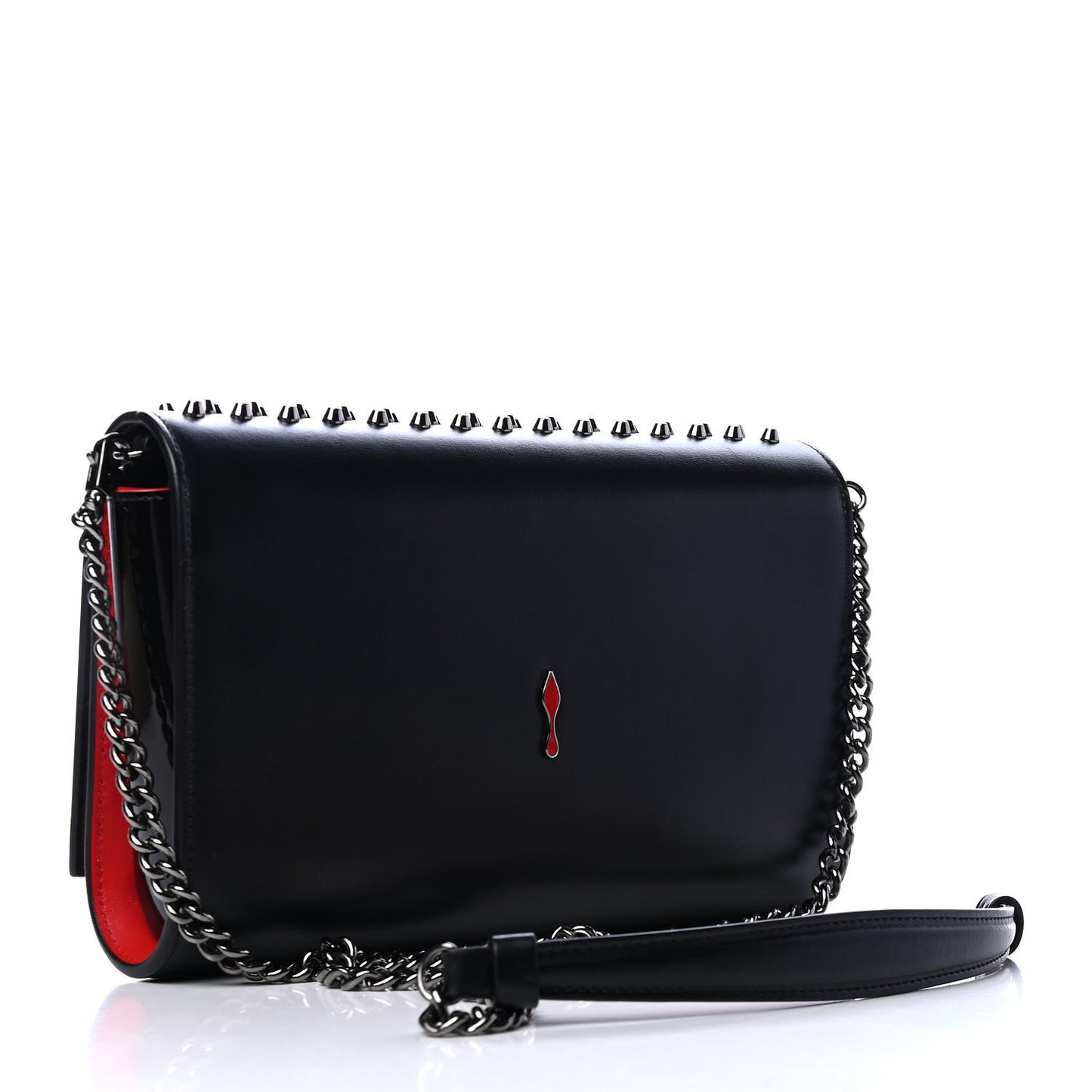 Calfskin Patent Spikes Paloma Clutch Black